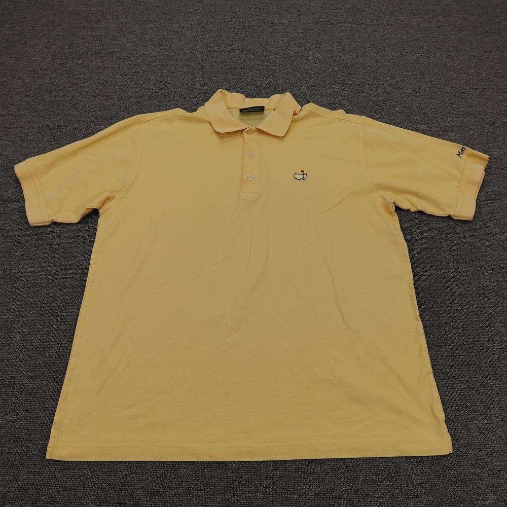 Vintage Masters Collection Polo Shirt Mens Large Yellow Pima Cotton Golf 90s